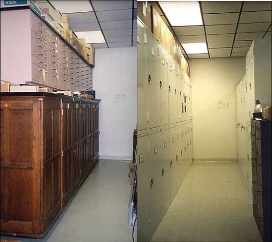 Before and after images of the cabinet installation.